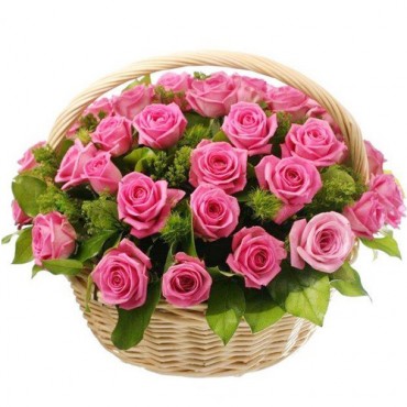 30 Pink Roses basket